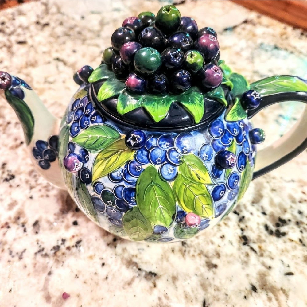 Vintage J McCall Blueberrie Embellished Teapot